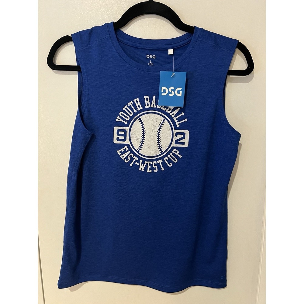 NWT DSG‎ Boys Youth Baseball East-West Cup Graphic Tank Top Blue Size Large